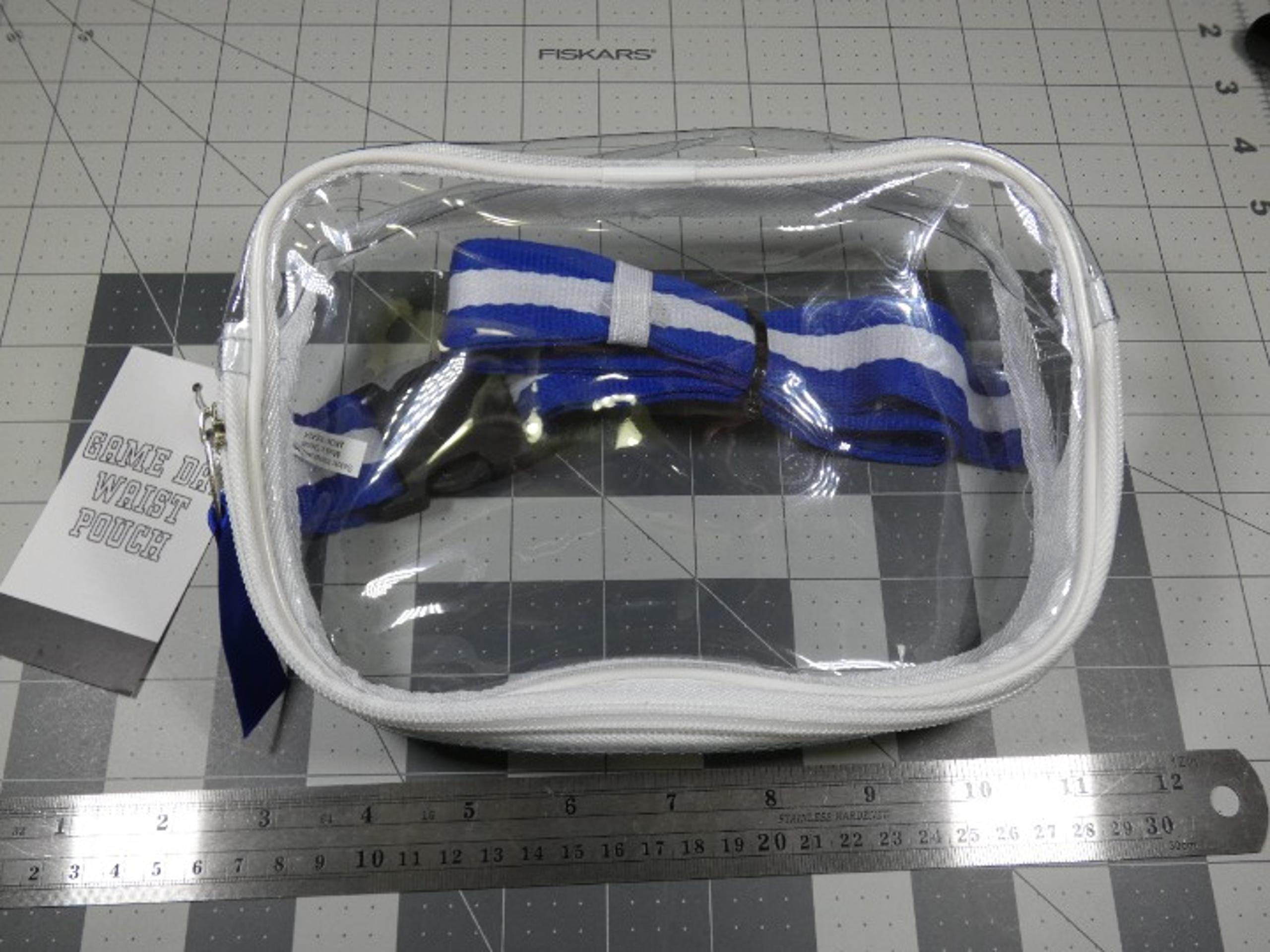 New with Tag Clear Plastic 1 Pocket Blue Game Day Event Waist Pouch Fanny Pack