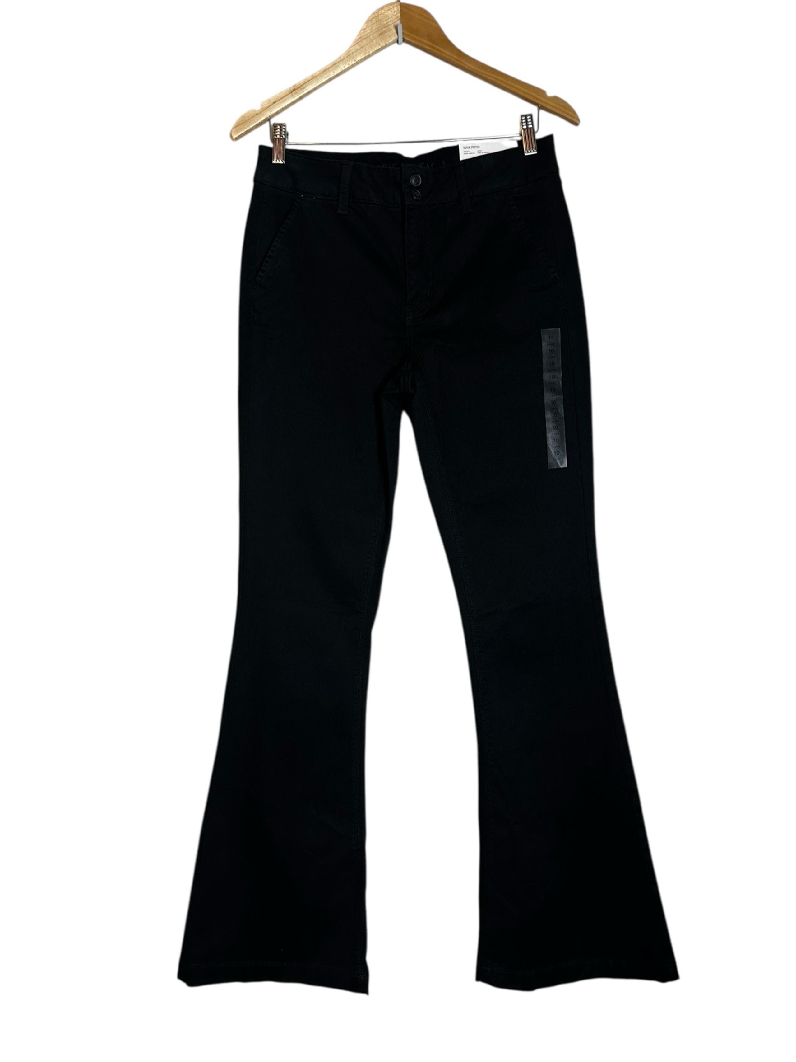 American Eagle Womens Artist Pant Flare Low Rise Super Stretch Black Size 10
