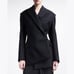 Stella McCartney Classic Pinstripe Asymmetric Wool Blazer Jacket, IT 38 or US 2