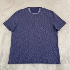 John Varvatos Star USA Henley Shirt Men Large Plum Space Dye Short Sleeve NWOT