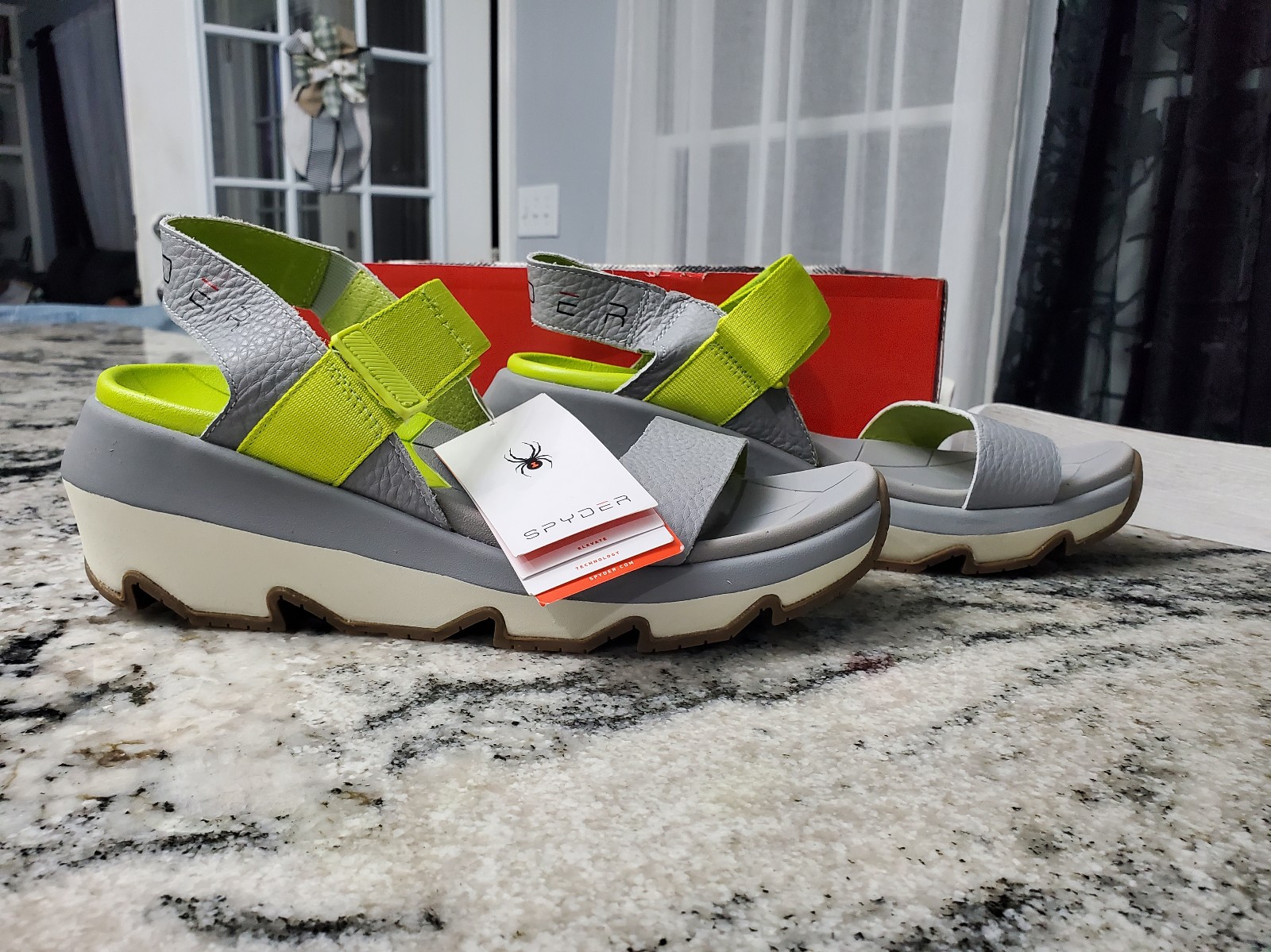Spyder Women's Campie Sandals Gray and Green Sandals. NEW! Size 9 in women's!