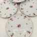 Vintage Meito Set Of 7:Rose Chintz 7.5 Salad Plates Silver Trim Cottage Core
