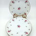 Vintage Meito Set Of 7:Rose Chintz 7.5 Salad Plates Silver Trim Cottage Core