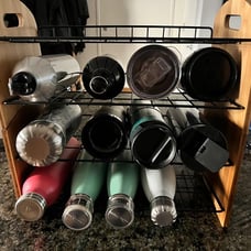 4 Tier Water Bottle Organizer Holder for Cabinet, Stackable Bamboo