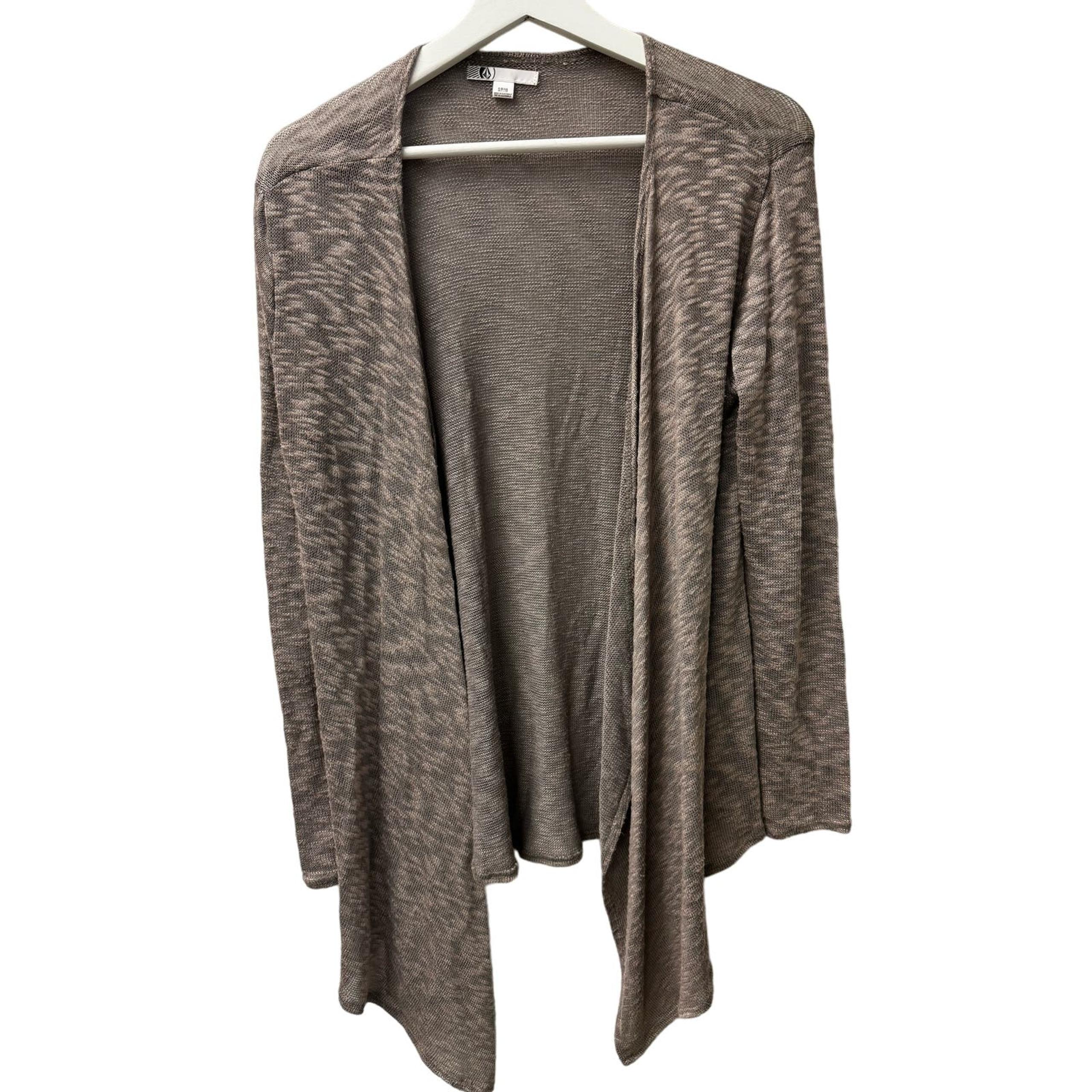 Volcom Women's Cardigan Open Front Sweater Brown Size Small