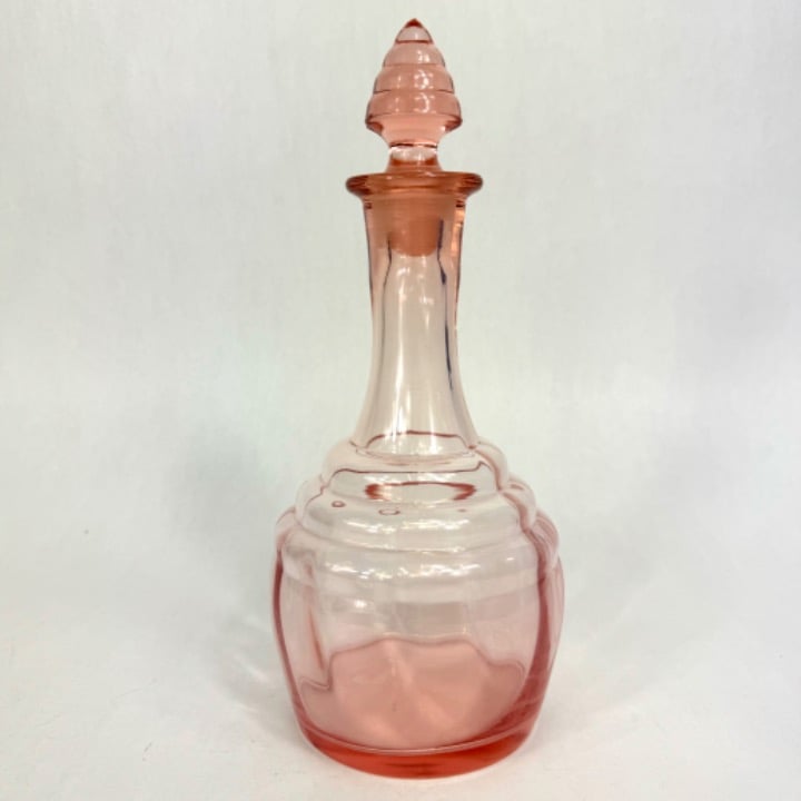 Vintage 1930s Paden City Party Line Pink Depression Glass Stoppered Decanter