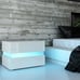High Gloss LED lights Modern Nightstand Bedside Table With 2 Drawers White