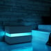 High Gloss LED lights Modern Nightstand Bedside Table With 2 Drawers White