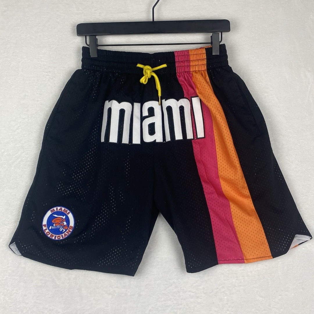 Just Don Miami Floridians Bermuda Shorts Mens Medium Black Logo Basketball