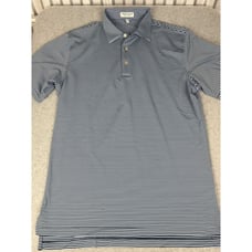 BACARDI RUM / PETER MILLAR Striped M Medium Golf Polo Shirt Summer Comfort