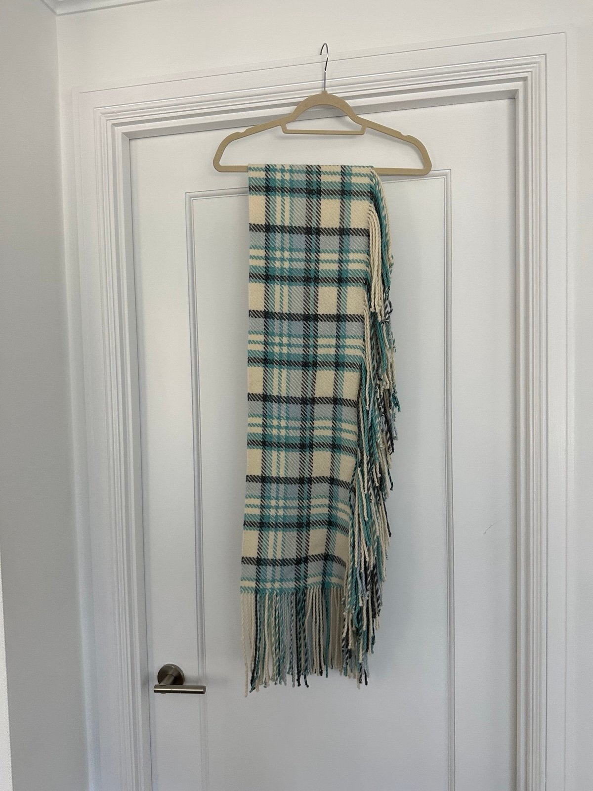 Vintage Banana Republic Blue Plaid Fringe Scarf