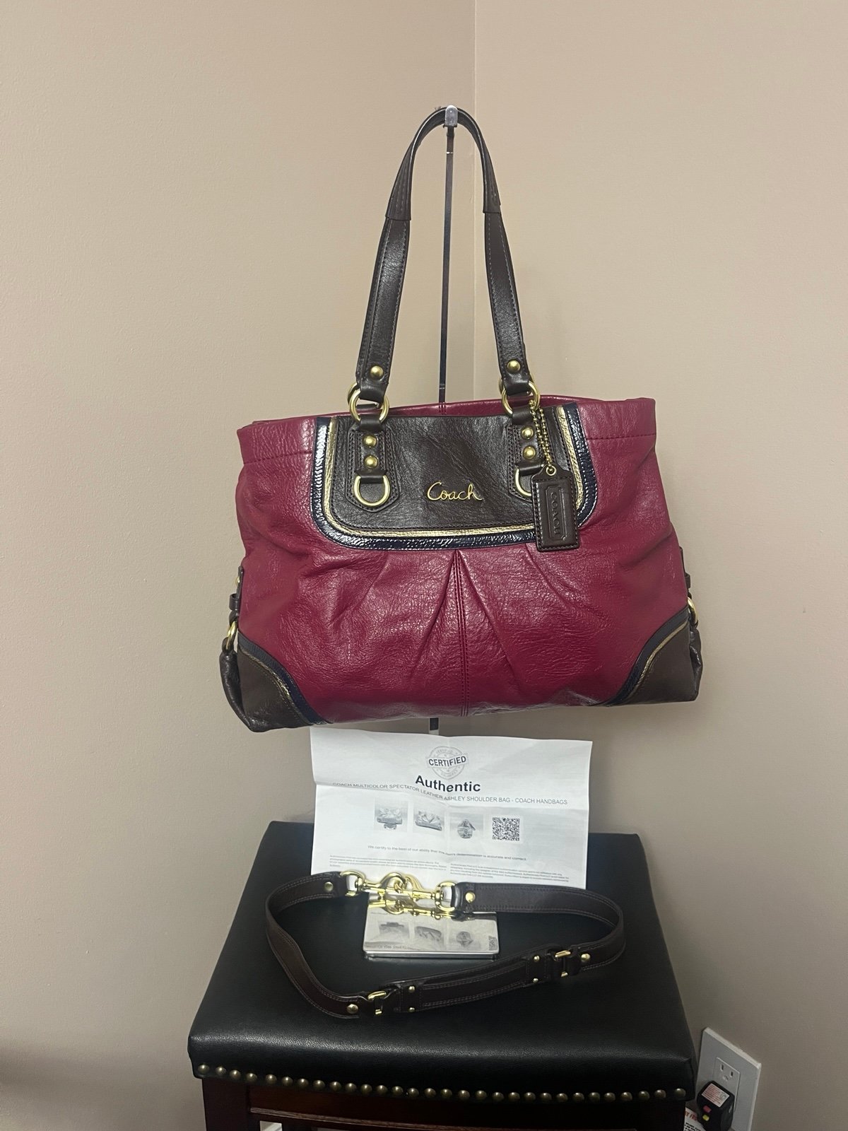 Coach Ashley Leather Satchel Tote #17096 With COA