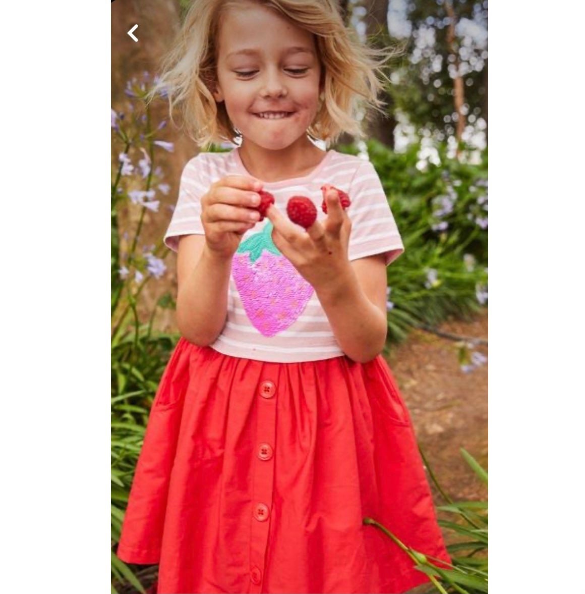 Mini Boden Sequin Straweberry Dress 3-4Y
