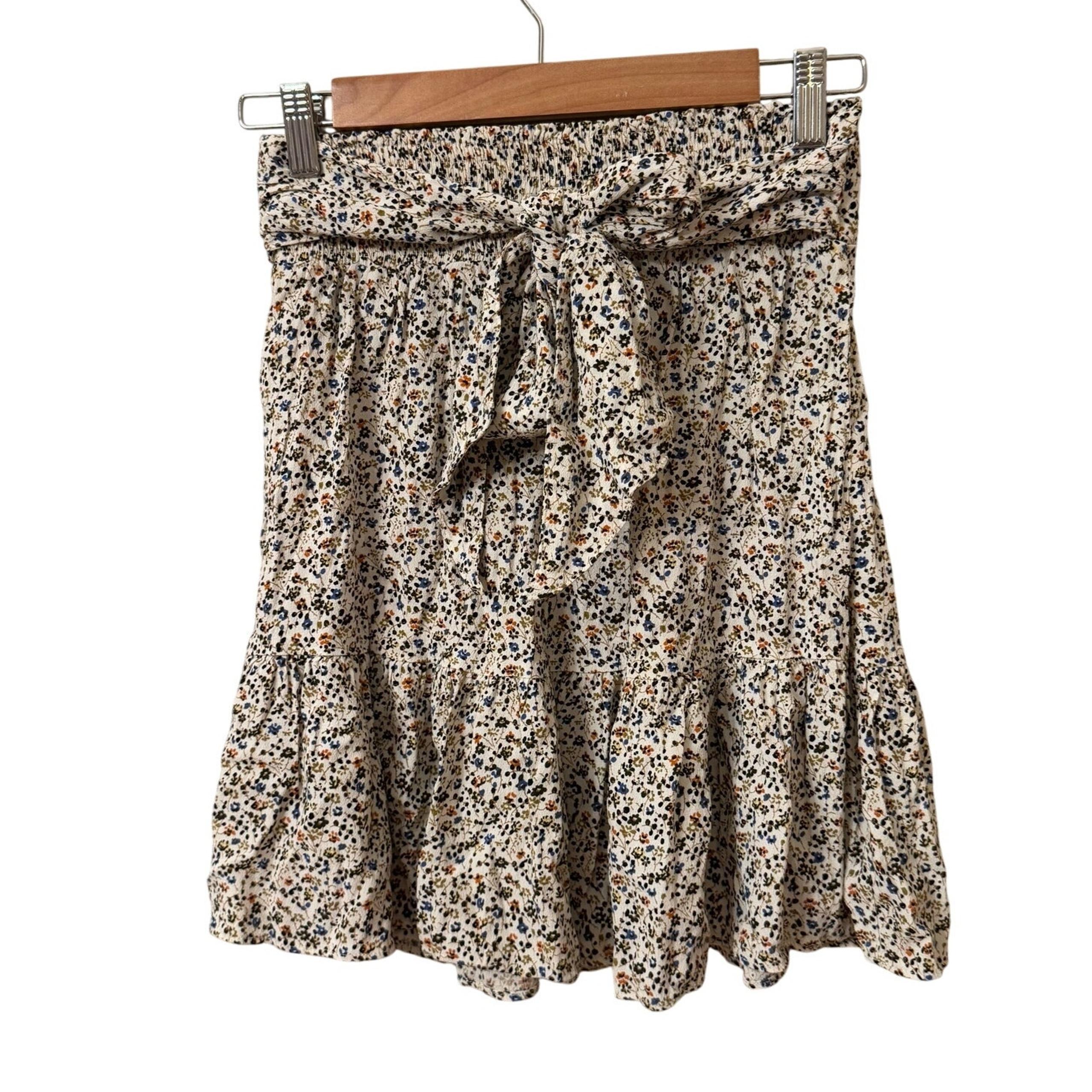 Madewell Tie-Waist Tiered Mini Skirt Women's SIze XXS Fieldwalk Floral Cottage