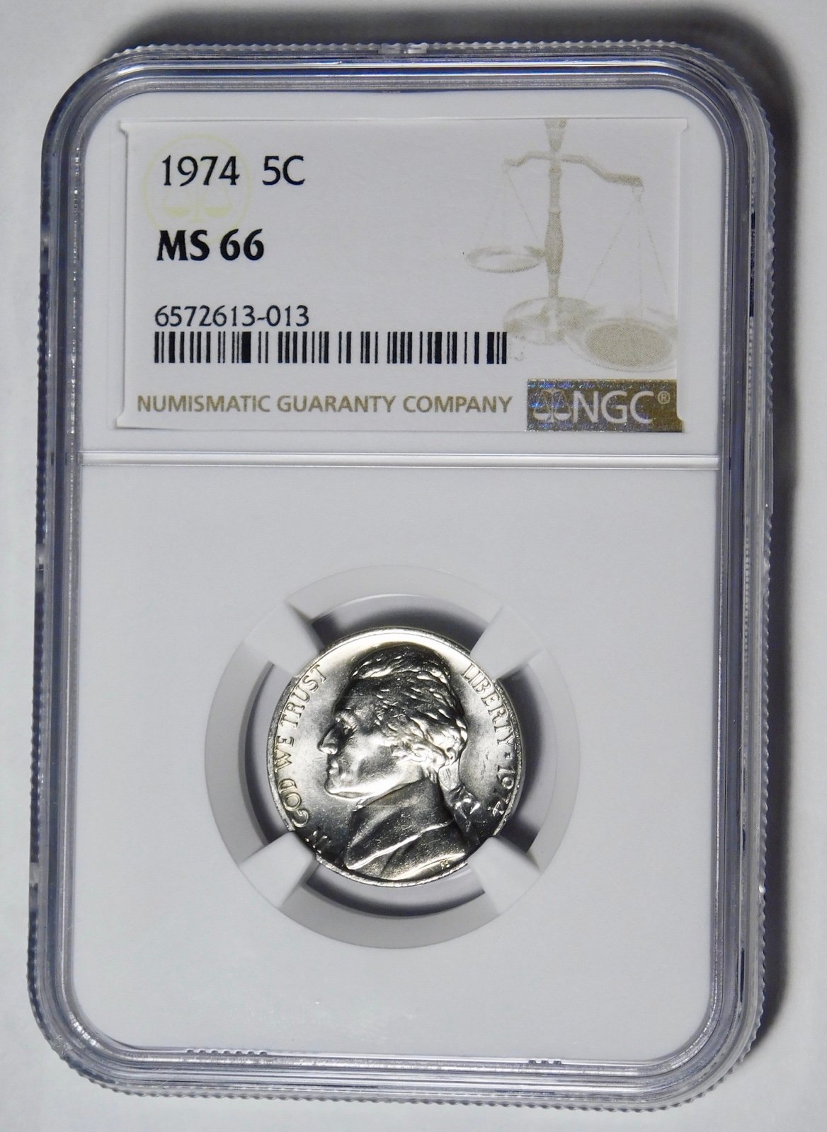 1974 Jefferson Nickel NGC Mint State 66