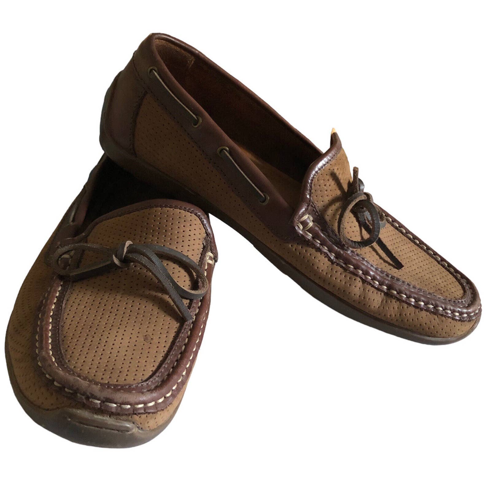 NEW TOMMY BAHAMA Brown Camp Moc Leather Loafer Shoes Men’s 9.5 M