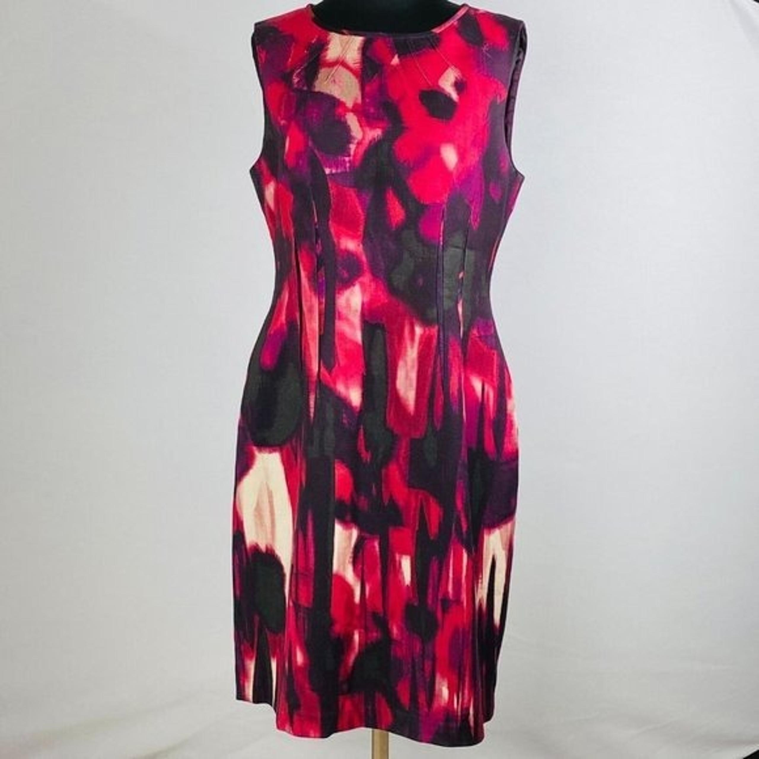 Elie Tahari Artsy Watercolor Print Sleeveless Pencil Sheath Dress Women's Sz 10