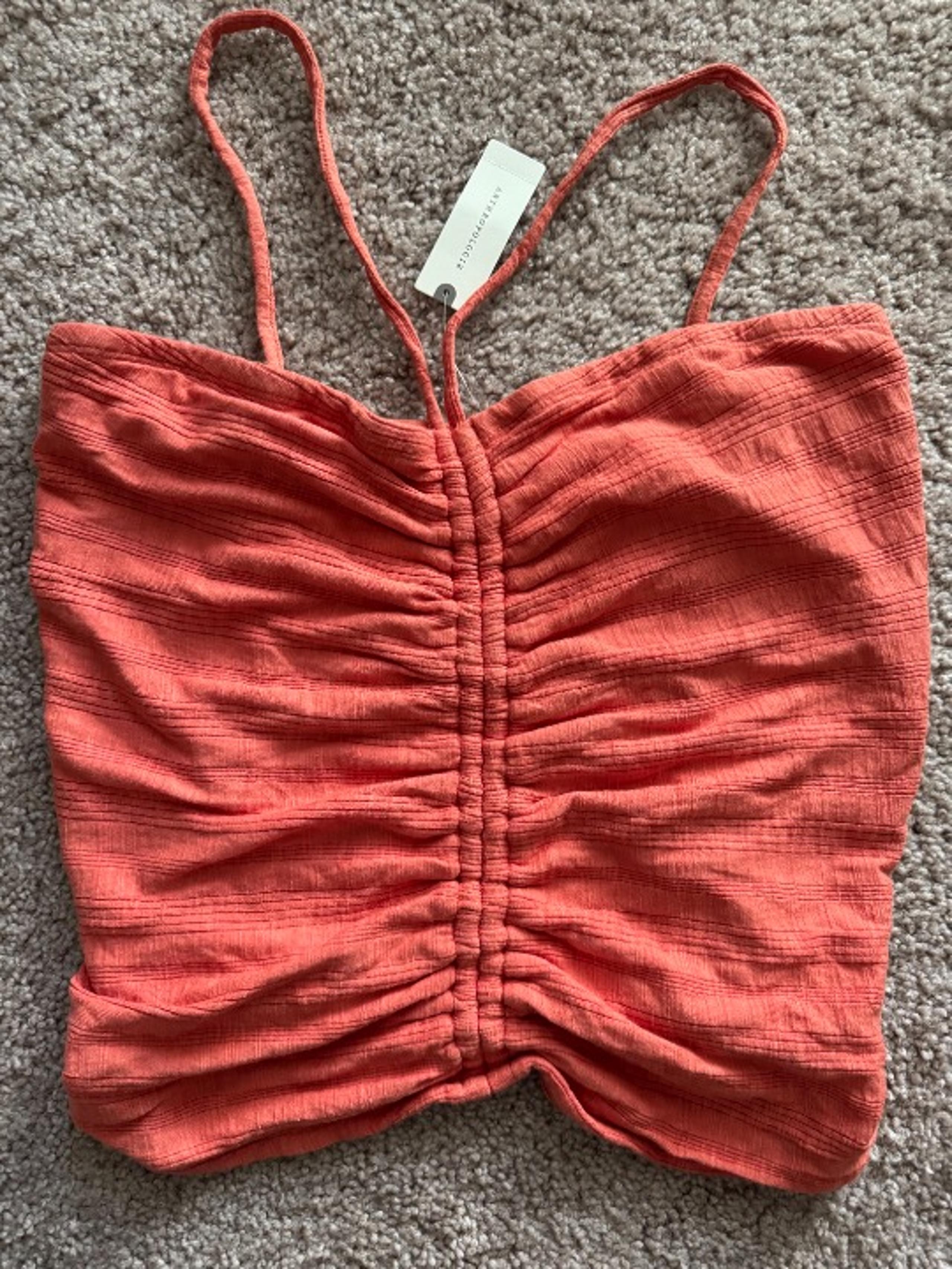 Anthropologie Red Fitted Ruched Camisole