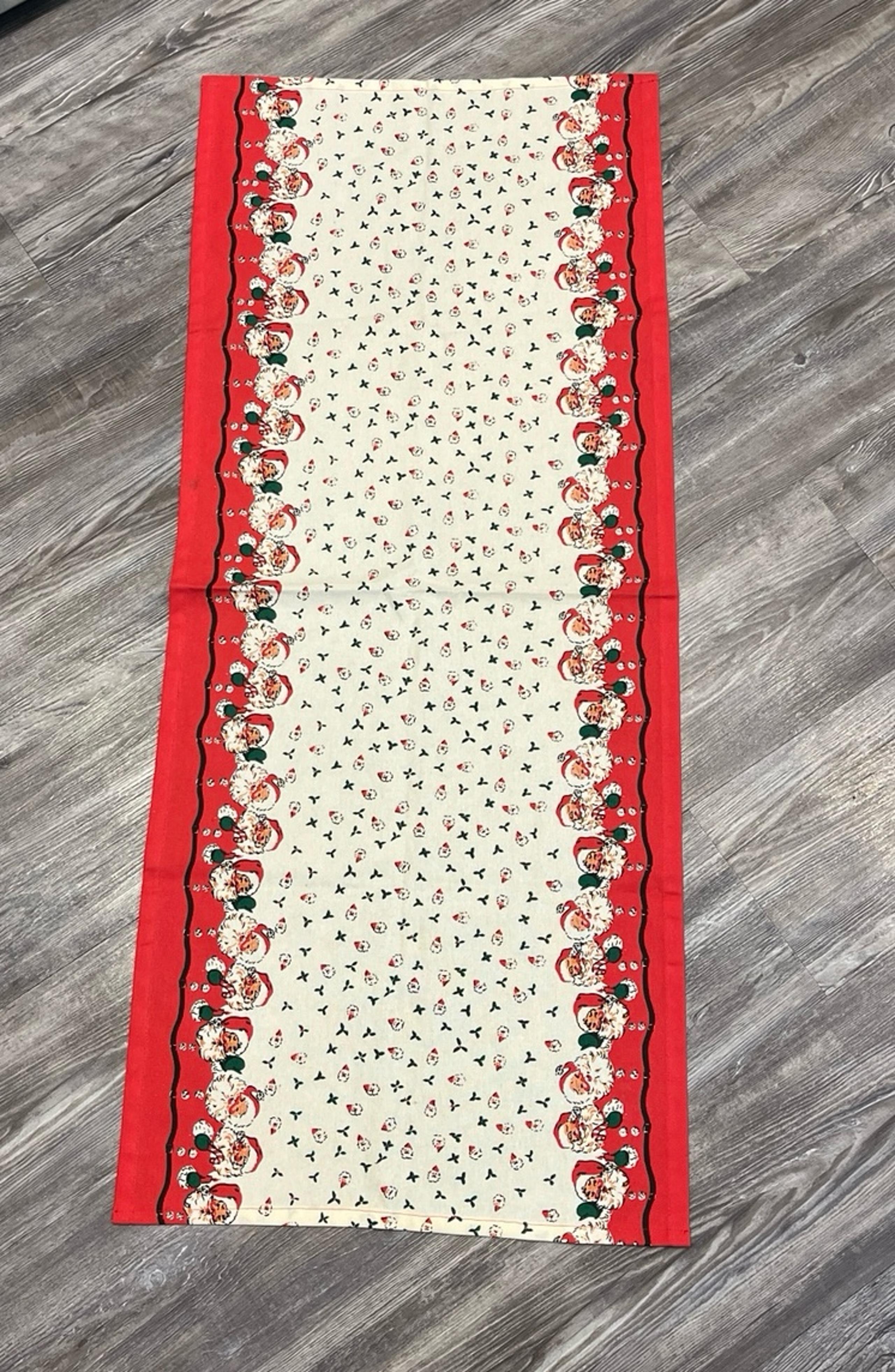 Vintage Christmas  17”x 40” Table  Runner Santa  Design Holiday Dining