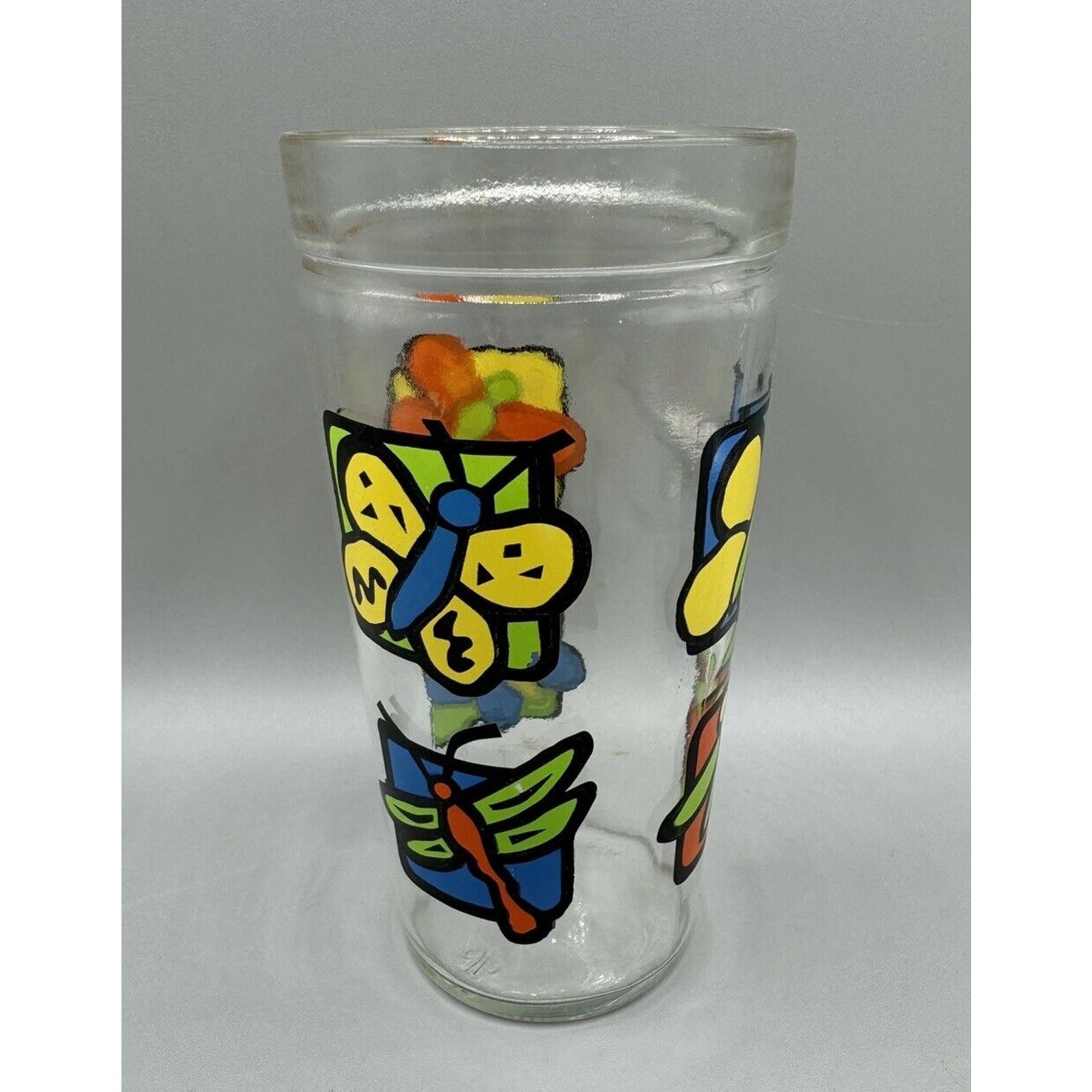Anchor Hocking Butterflies and Dragonflies 6" Drinking Glass clear