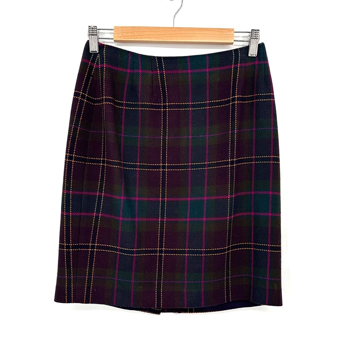 Linda Allard Ellen Tracy Vintage Wool Cashmere Blend Plaid Pencil Skirt Size 10