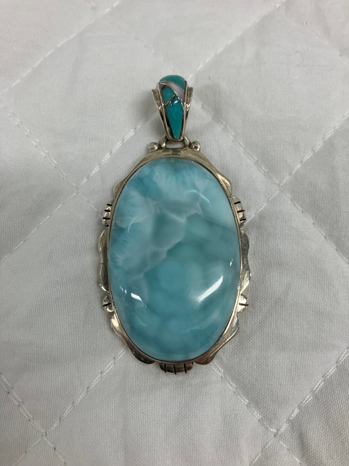 GORGEOUS LARIMAR AND STERLING SILVER PENDANT