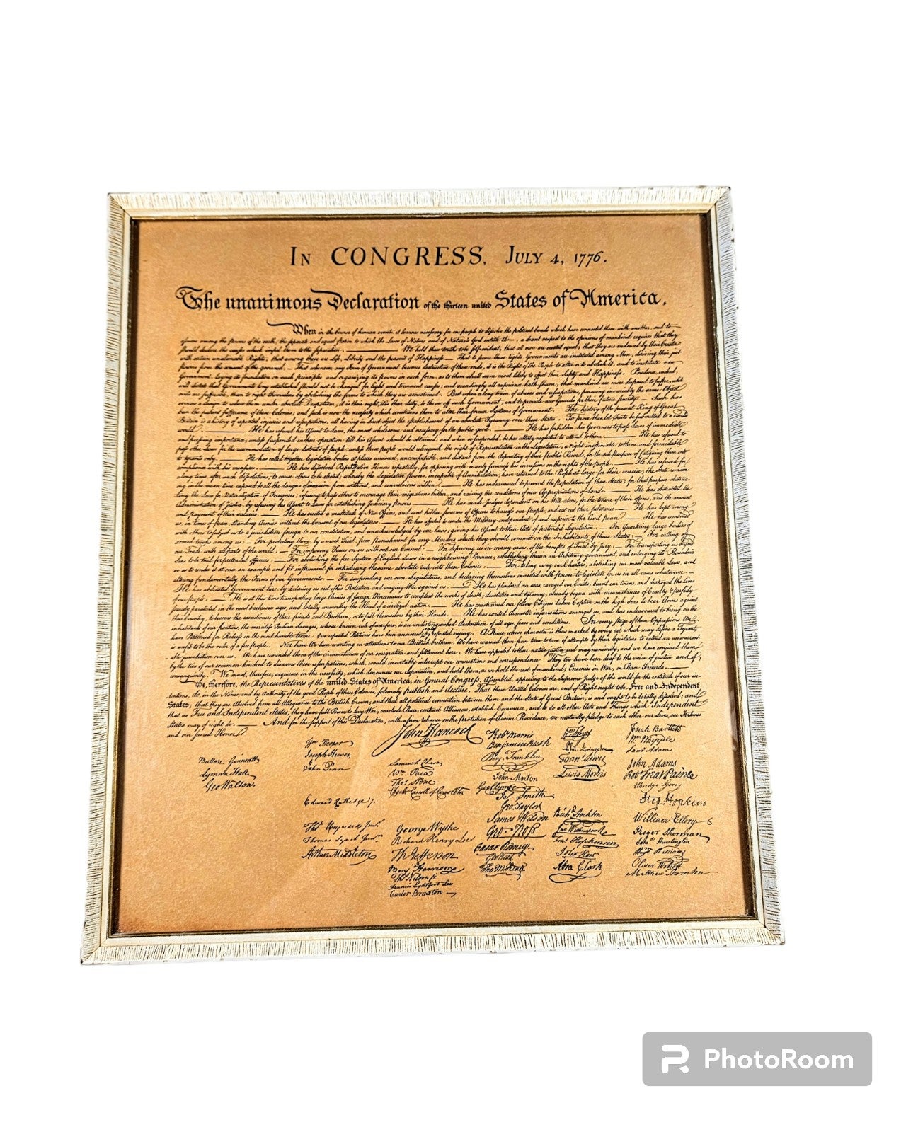 Framed Authentic Reproduction Of The Declaration Of Independence Size 17x14 in