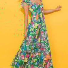 BOUTIQUE GREEN NWOT FLORAL RUFFLE PEPLUM LINED MAXI DRESS MULTIPLE SIZES