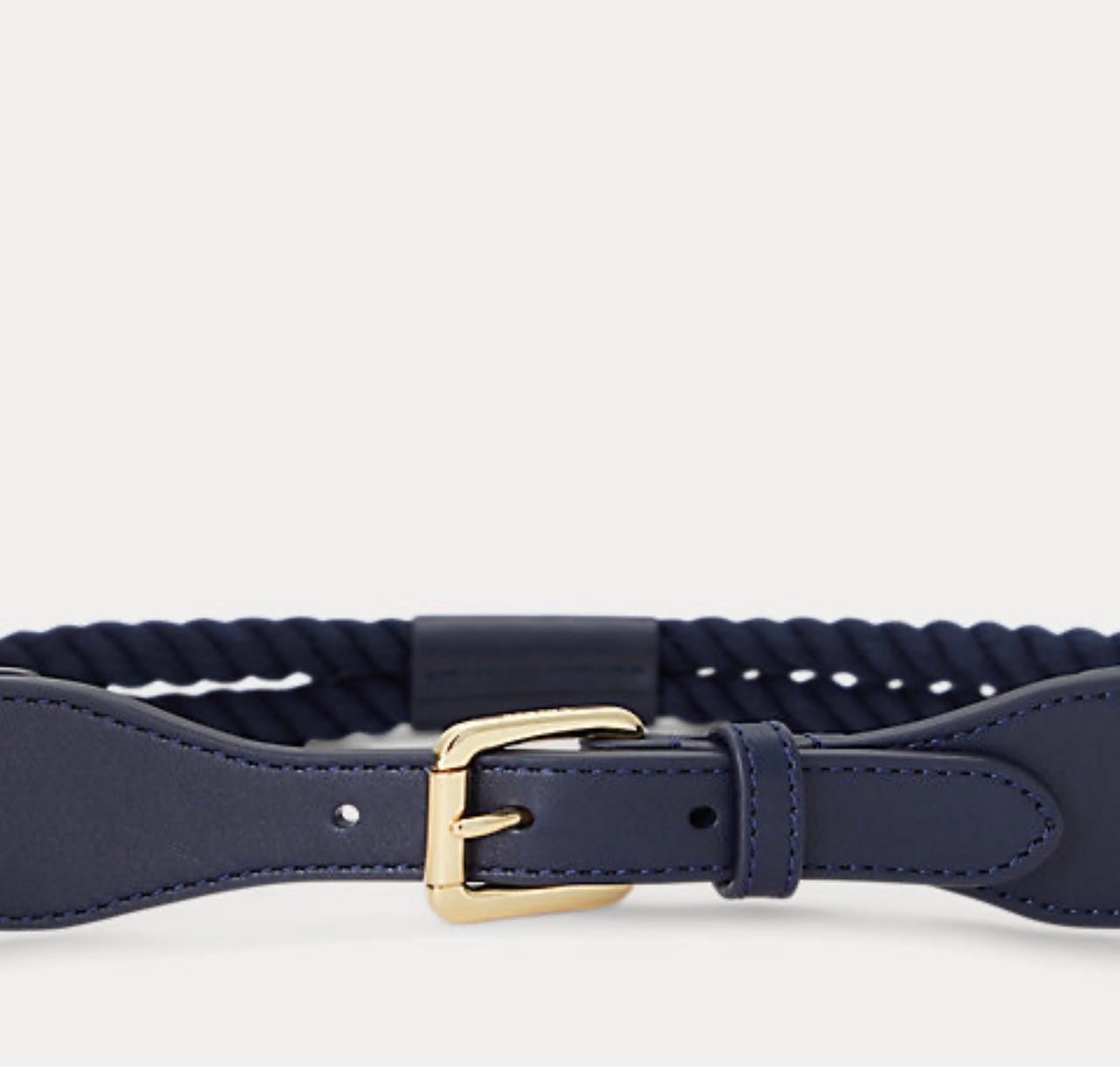 Lauren Ralph Laure Leather Trim Rope Skinny Belt, XL, NWT!