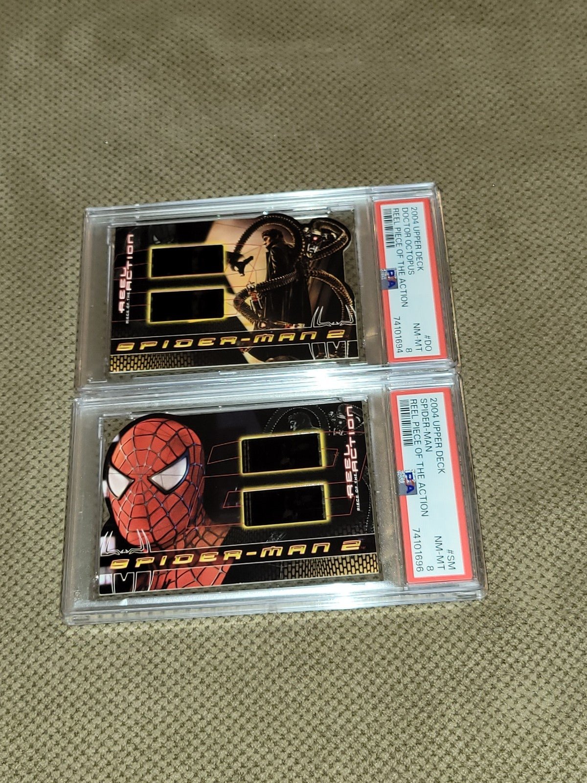 SpiderMan PSA 8 Reel Piece of the Action Pair of 2 SMC-SM & Doc Oc SMC-DO 2004