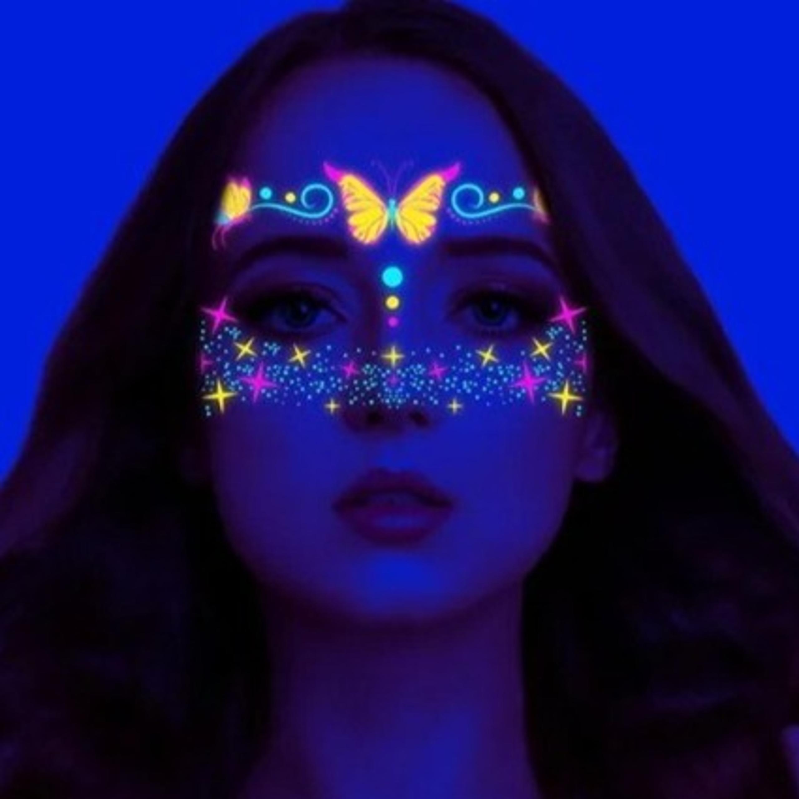 Illuminated Face Stickers Gorgeous Face Art Get Party and Celebration Ready!