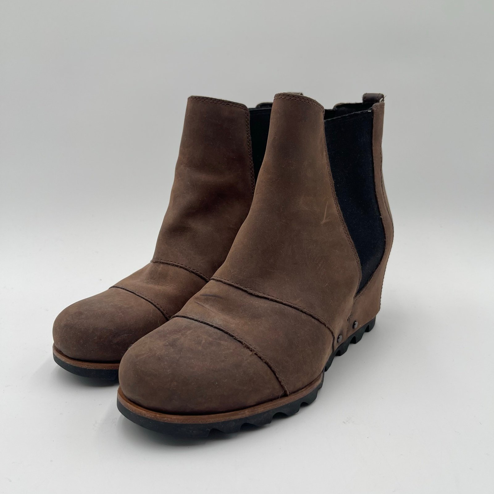 Sorel Women's Lea Boots Waterproof Wedge Chelsea Brown Brown Bootie Size 8.5