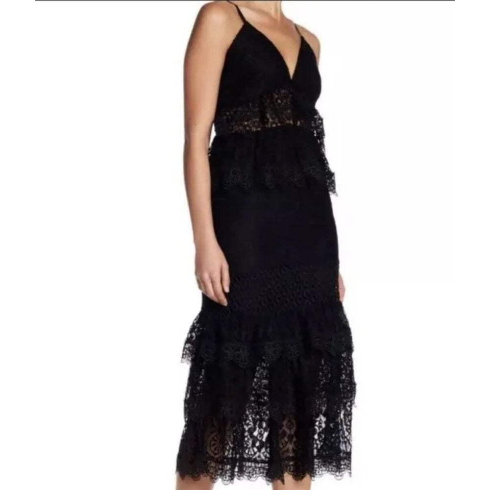 Kendall + Kylie Black Mixed-Lace Dress M NWT 298