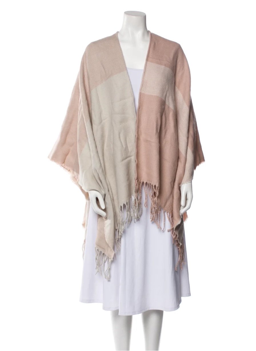 Soia & Kyo light cream color blocked open poncho