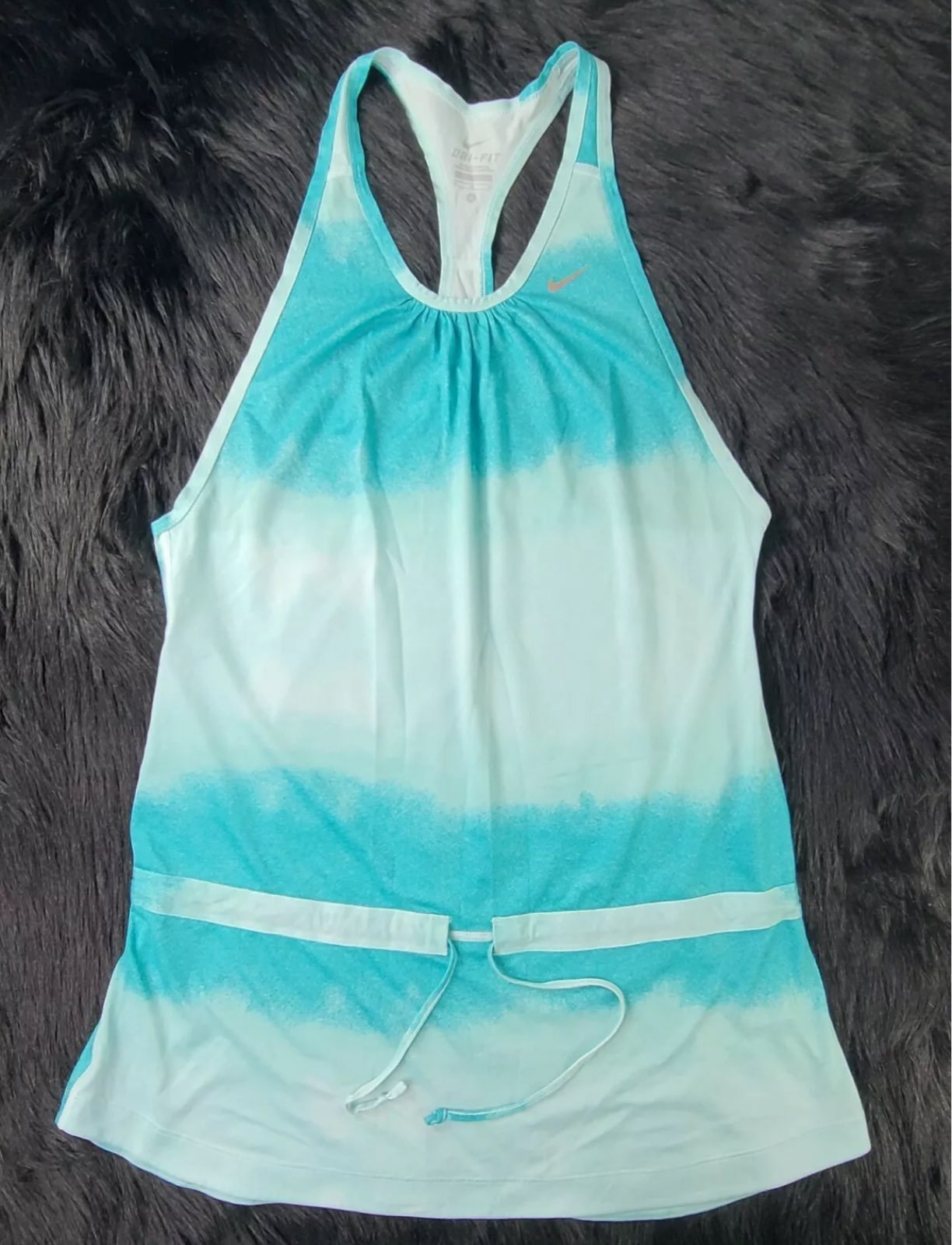 Women’s Nike Court Dri-Fit Tennis Tank Top Dress Blue White - Back Pocket Zip￼