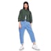 Zara Green Cropped Army Jacket With Pockets Size XS