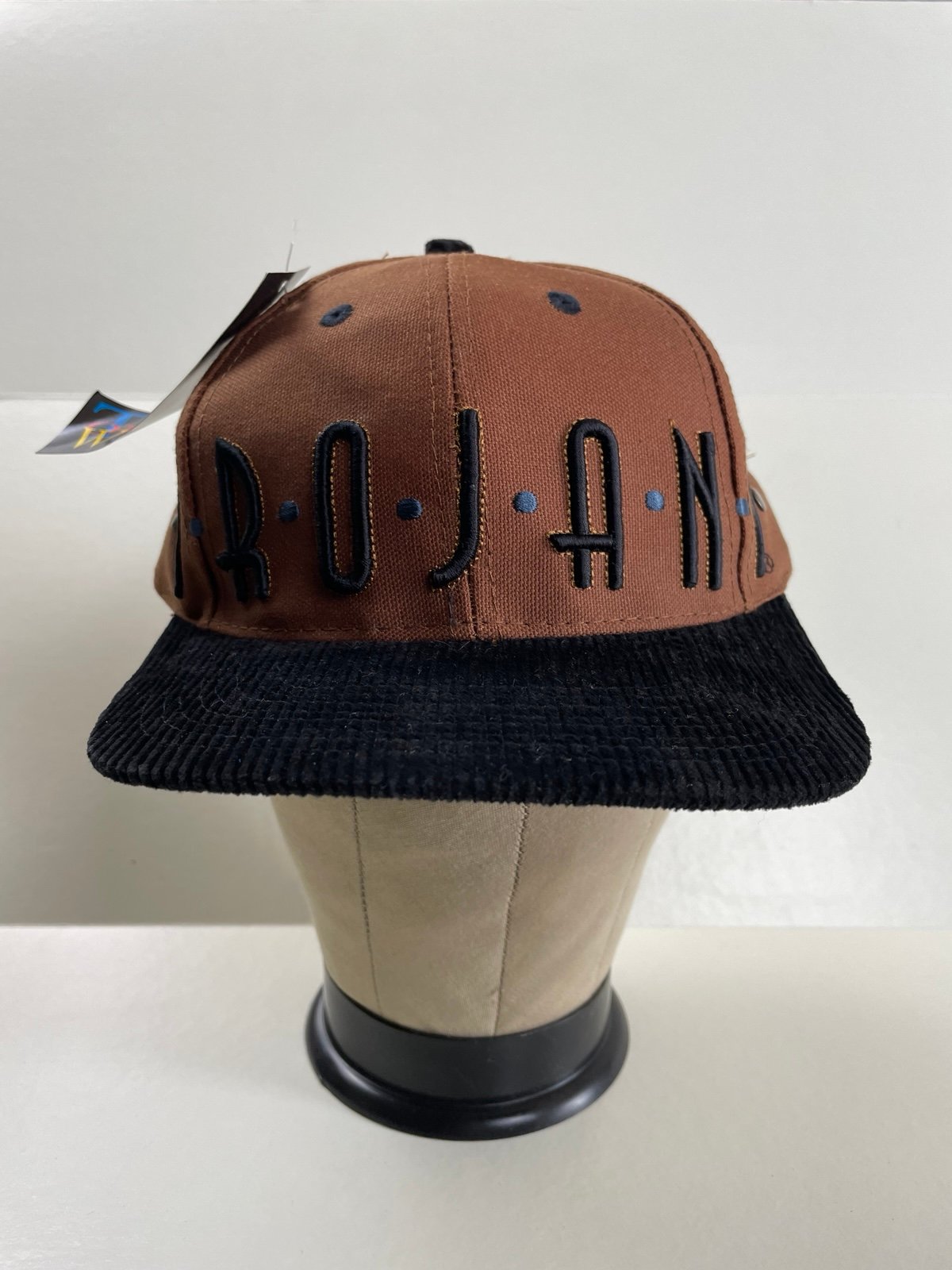 Vintage Rare Trojans College University Brown Hat Cap Raised Embroidery Letters