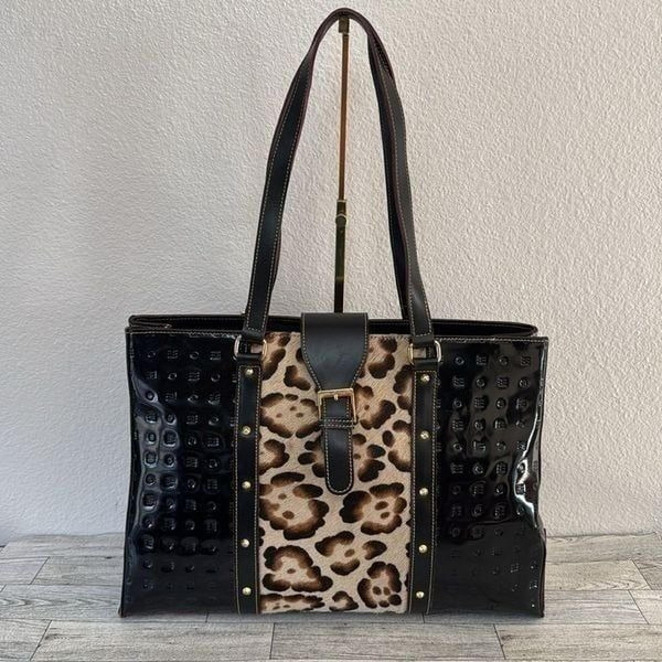 Arcadia Black Patent Leather Tote