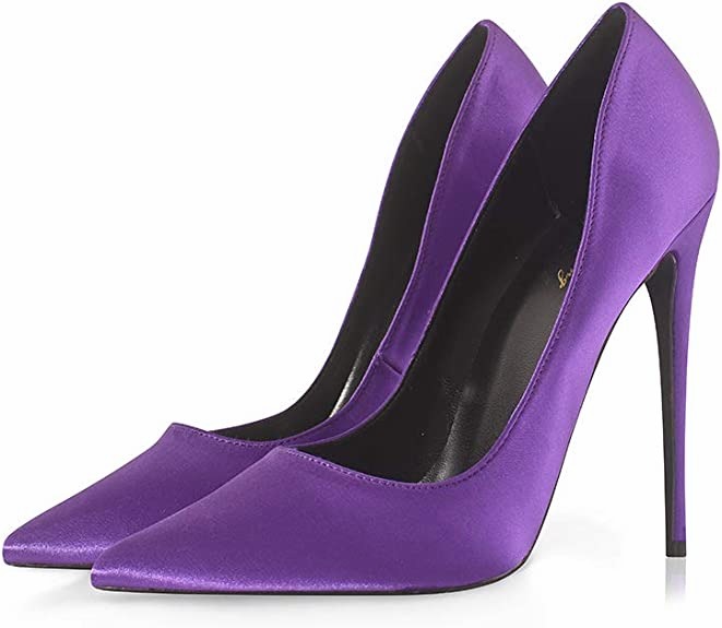 High Heels Womens Pointed Toe Heels Satin Pumps Stiletto Bridal Party Dress Even
