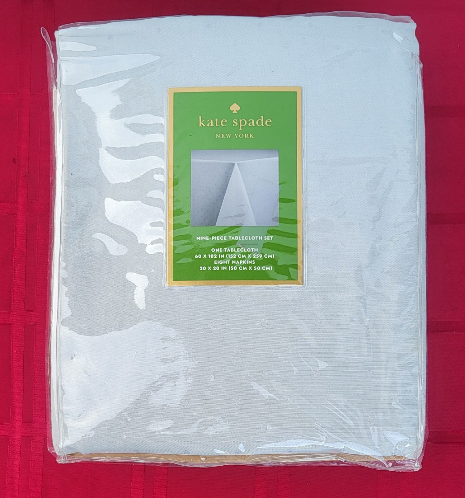 NEW Kate Spade 9-Piece Tablecloth Set - Grey Larabee Dot - 60 x 120