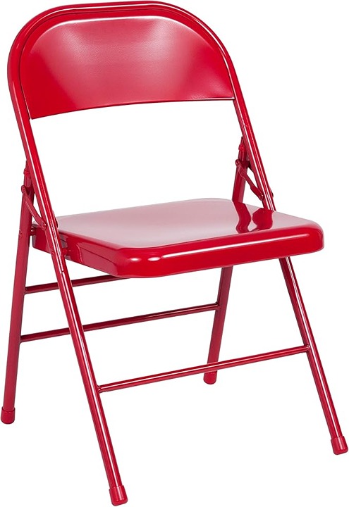 HERCULES Series Triple Braced & Double Hinged Red Metal Folding Chair #M-49957