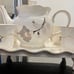 8 Piece China Tea Serving Set. Cups pitcher and raised tray for serving