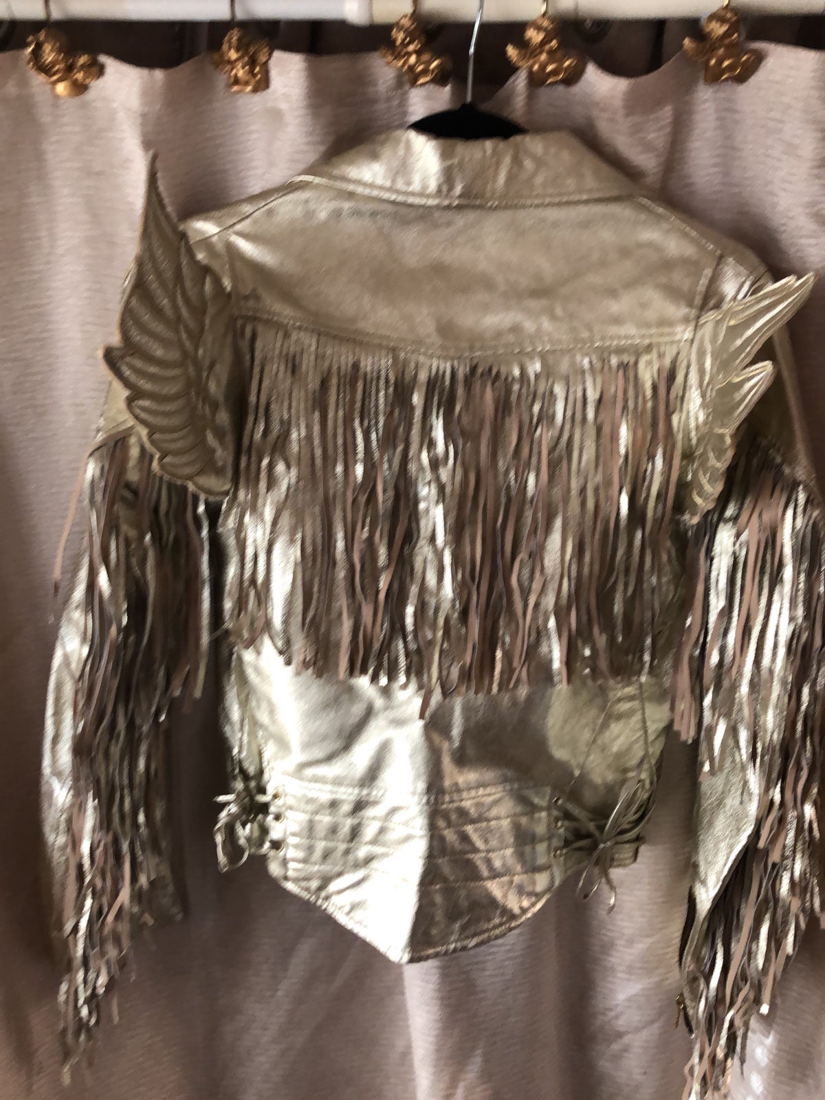 Jeremy Scott gold leather winged jacket xs