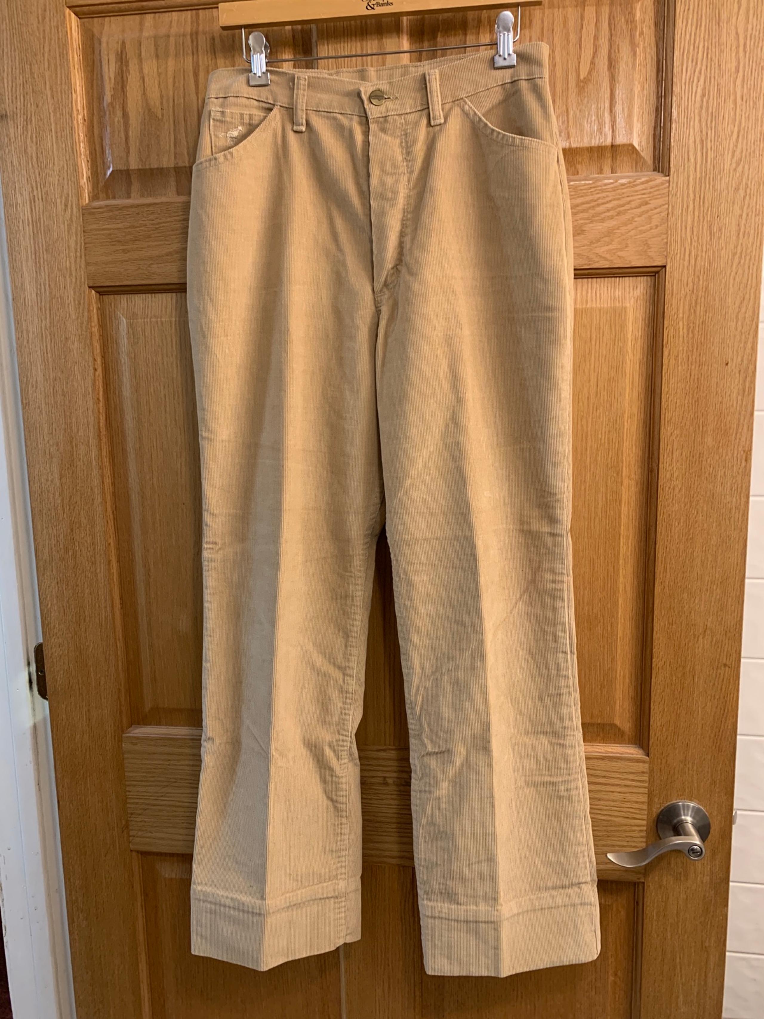 Vintage 90’s Misses Full Fit Tan Corduroy Pants Size 14 High Rise - USA - Wrangler