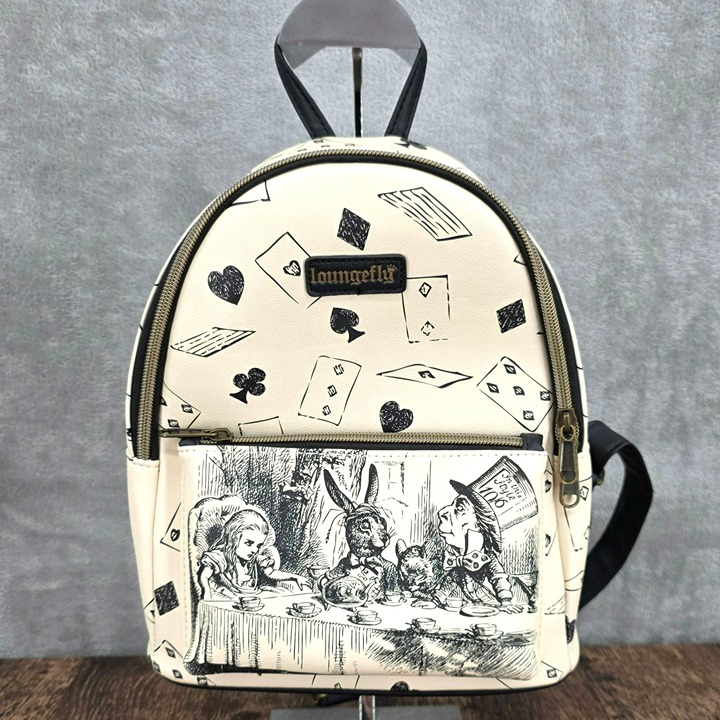 Loungefly Alice In Wonderland Mini Backpack BAM Exclusive Black Cream Tea Party