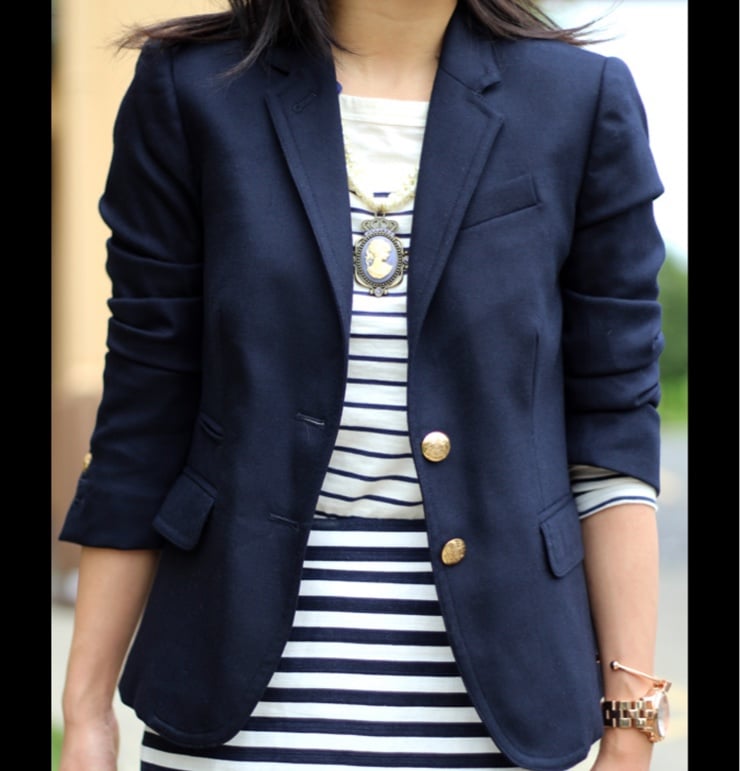 J. Crew navy blue school boy blazer jacket size 0 wool blend