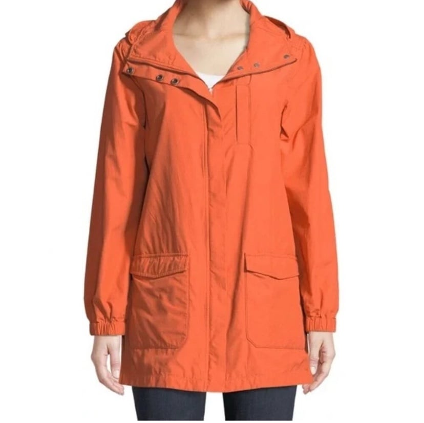 Eileen Fisher Tiger Washed Organic Cotton Nylon Hooded Jacket Anorak Sz XL
