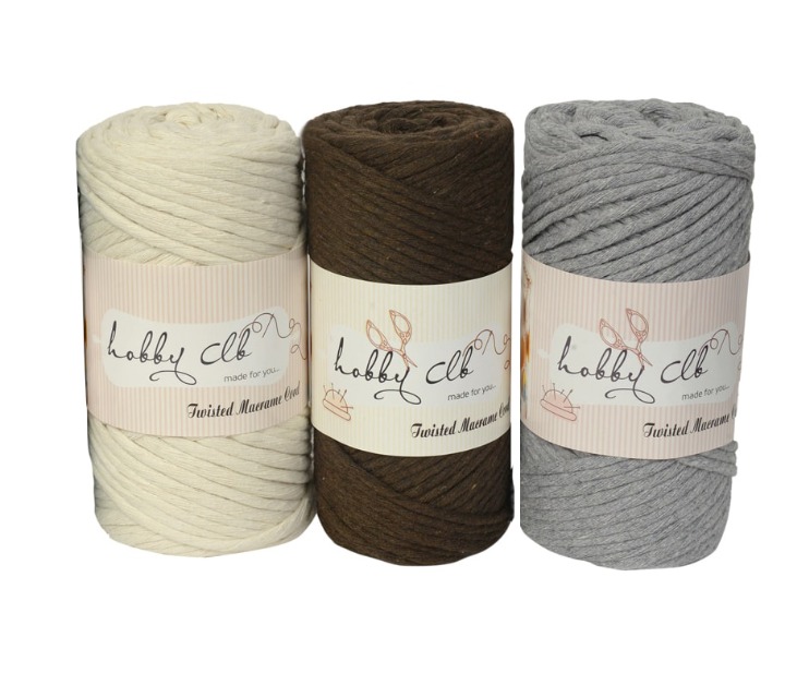 3 pack Macrame cotton cord multicolor