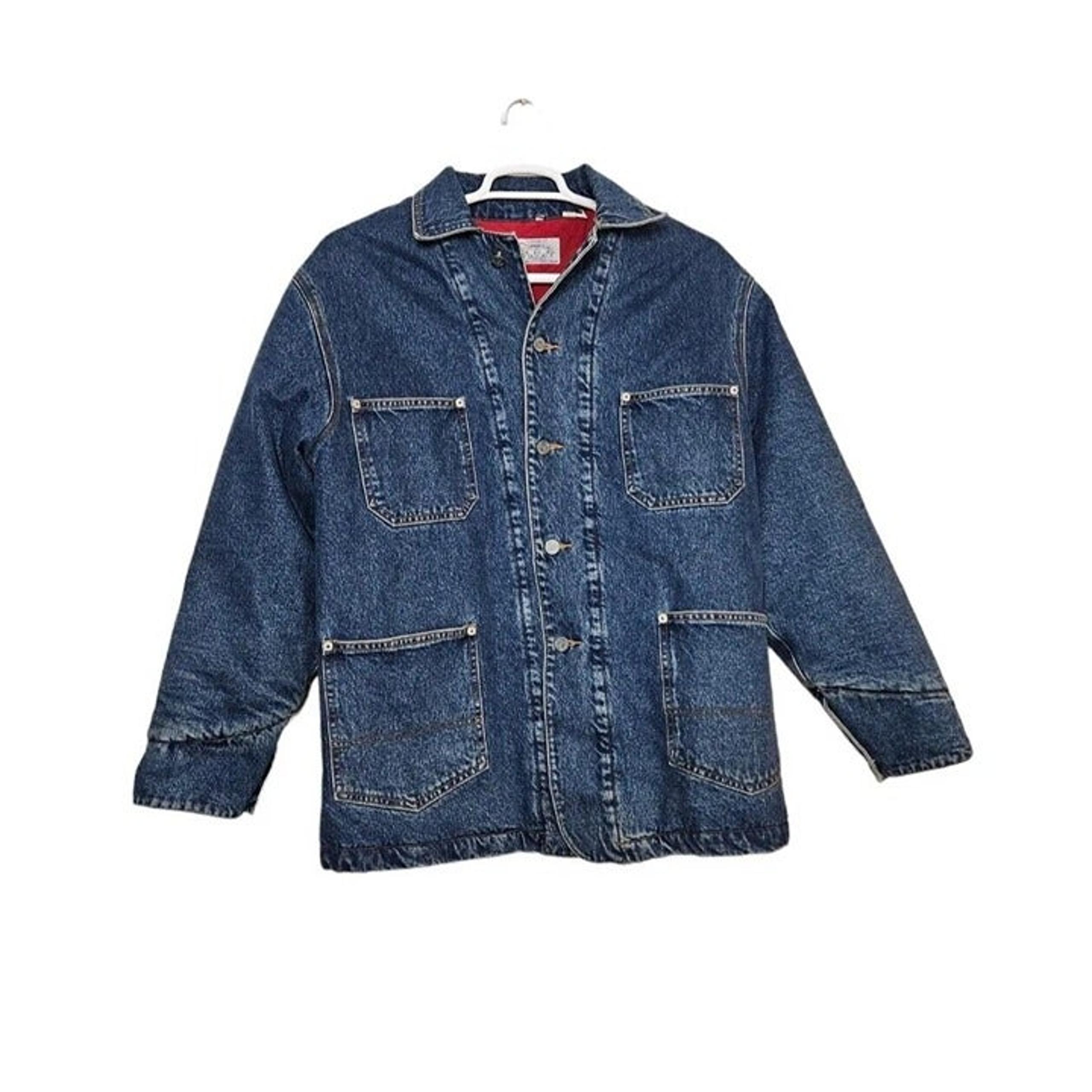 Vintage Armani Jeans Denim Jacket Coat Quilt Lined Parka Men's Small 90s Hip Hop