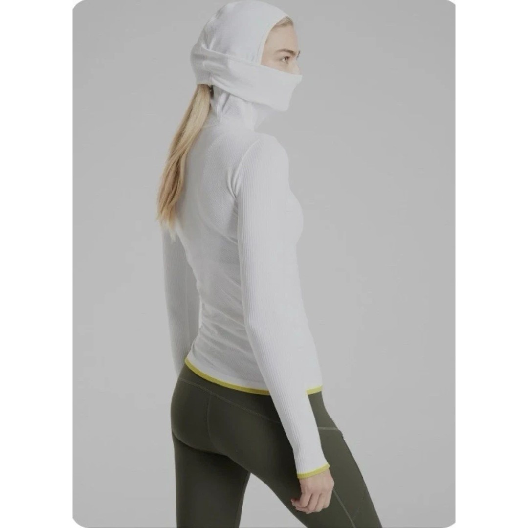 98 Athleta Flurry Balaclava Hoodie Small Base Layer White Cold Weather Training